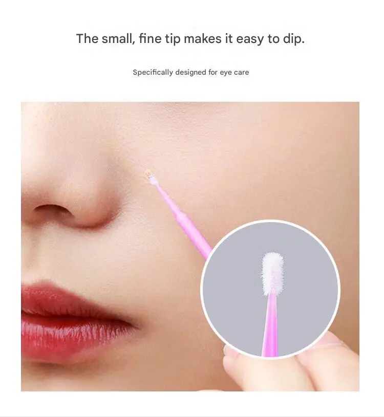 100PCS 2.0mm Head Cotton Fiber Swab Buds - Disposable Hygienic Micro Applicator Brushes for Hygienic Use, Makeup, Eyelash Extensions