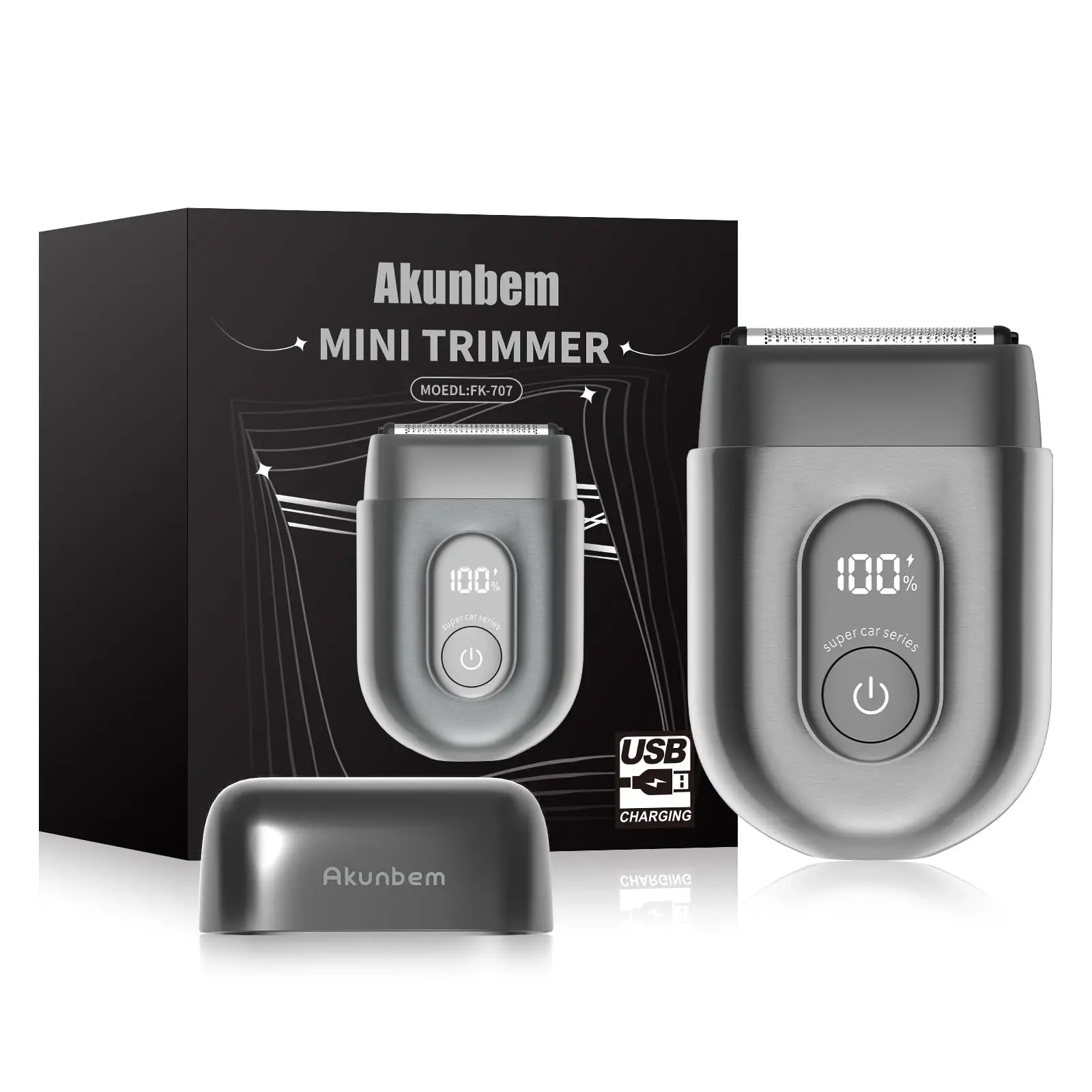 [SummerVibes]Akunbem Mini Electric Razor for Men,IPX7 Waterproof Beard Shaver with LED Display,Titanium Steel Blade,One Button Portable Travel Razor,Wet & Dry Use Facial Shaver,Compact Grooming Tool,Husband Gift, Birthday, Halloween & Christmas