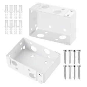 VEVOR Box Mounting Brackets, 2 Pcs, Box Blind Bracket for Window Blinds, Fit for 1.5x 2.25 inch Headrails, with Self-Tapping Screws and Expansion Tubes, Sturdy Iron, for Blinds Installation, White