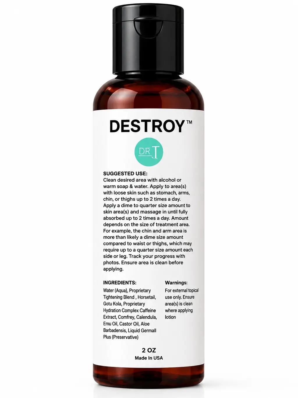 DESTROY Firming Body Lotion – Herbal Skin Toning Support Caffeine Daily