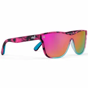 doJi Rizz, Catch Me Riding Flirty,  Single Lens Sunglasses - Polarized, UV400 Protection, Scratch Resistant, Futuristic Non-Slip No Tangle  Style, Pink Graphic Matte Grip,  Rubberized Non-Slip Frame