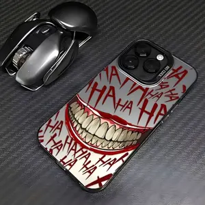 Phone Case for IPhone 17 Pro Max 16 Plus 15 14 13 12 11 Air E with Patterns of Exaggerated Grinning Smile and "HA HA HA" Text, Full of Joker - Style Phone Case Full Body Protection Anti-Scratch PC Smartphone Cover
