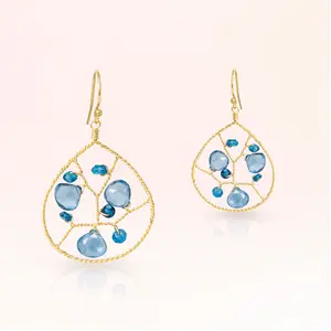 Gemstone Wire Wrapped Hoop Earrings