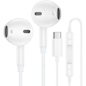 USB C Headphones Wired Earbuds for iPhone 17 Air 17e 16e 16 Pro Max 15 Pro Max 16 Plus 16 Pro 16 15 Plus Pro 15, Type C Earphones USBC Ear Buds with Microphone for Samsung Galaxy S25 Ultra A16 A35 A26