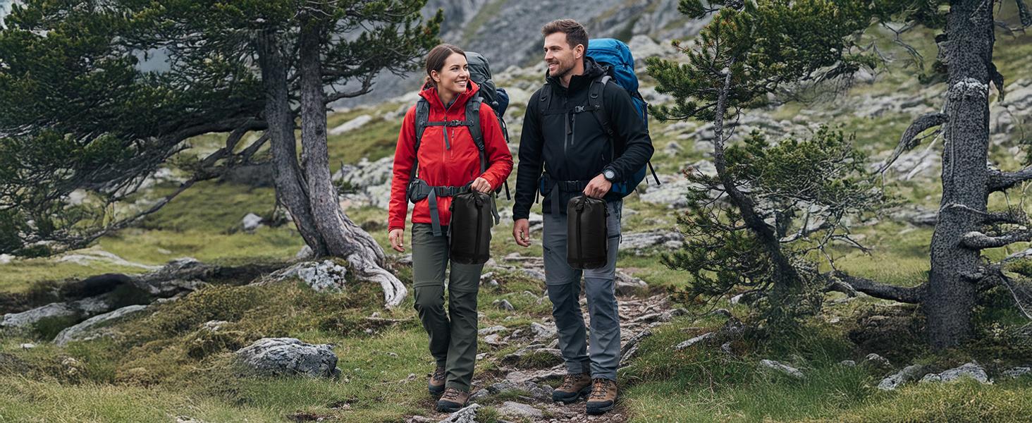 Rectangular Heated Sleeping Bag, Lightweight Sleeping Bag with Multi USB Powered Heating Pads, Waterproof Compact Envelope Sleeping Bag for Backpacking Hiking, Gray