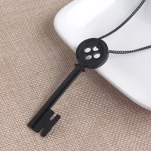 Coraline & The Secret Door Necklace Key Shape Pendant Funny Clavicle Chain Cosplay Decoration Accessories