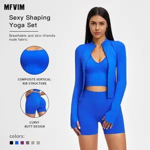 MFVIM Women’s Cross-Back Fitness Wear Seamless Bodycon Yoga Set High-Stretch Running Workout Set