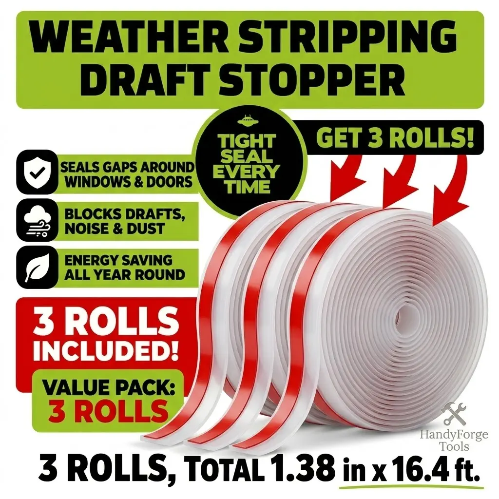 Draft Seal Insulation Tape - Self-Adhesive Silicone Weather Stripping for Door & Window, Under-Door DraftStopper, Bottom & Side Seal - Sealing