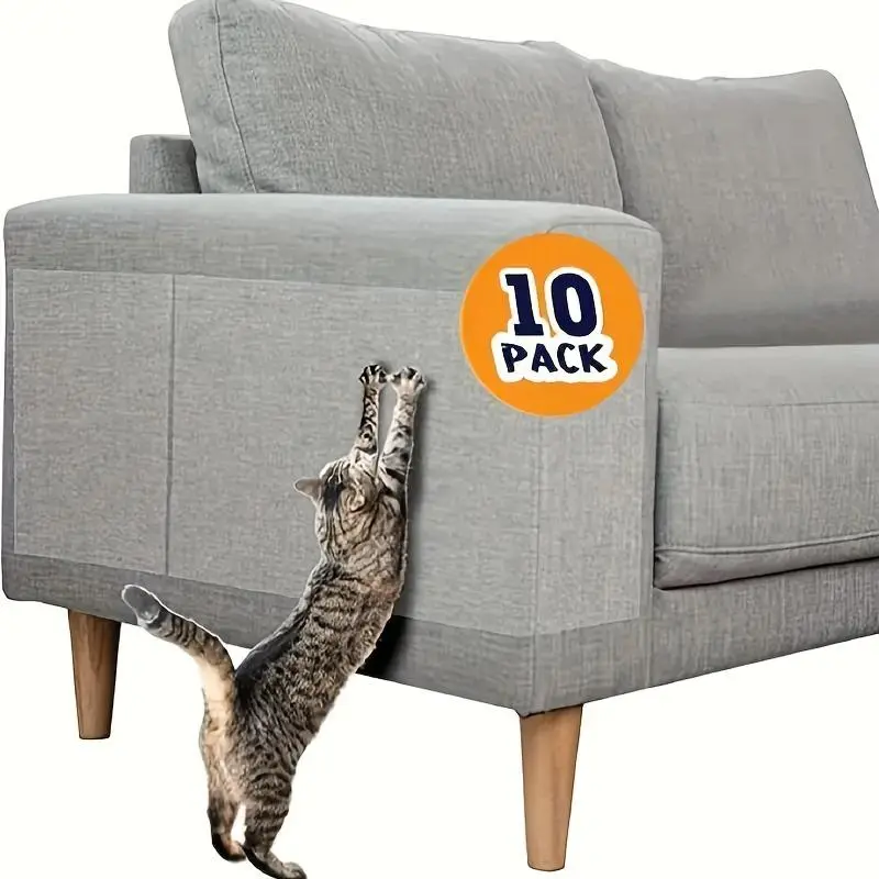 10 pieces of nail-free anti-cat scratch furniture protector, single-sided sofa protector, cat sticker, transparent cat scratch furniture deterrent, Christmas gift.