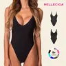 RELLCIGA Women's Sexy Thong Monokini Shapewear Swimsuit - Plunging V-Neck, Low-Cut Back, High-Cut Legs, Tummy Control Bodycon, Removable Pads, 2026 Sculpting Swimsuit, Adjustable, Anti-Odour, Breathable (Back To School)