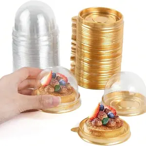 50pcs/Set Transparent Plastic Premium Cake Box With Clear Dome, Cookie Cheese Pastry & Dessert Display Stand,For Wedding Birthday Party, Baking Supplies Kit, Baking Tools