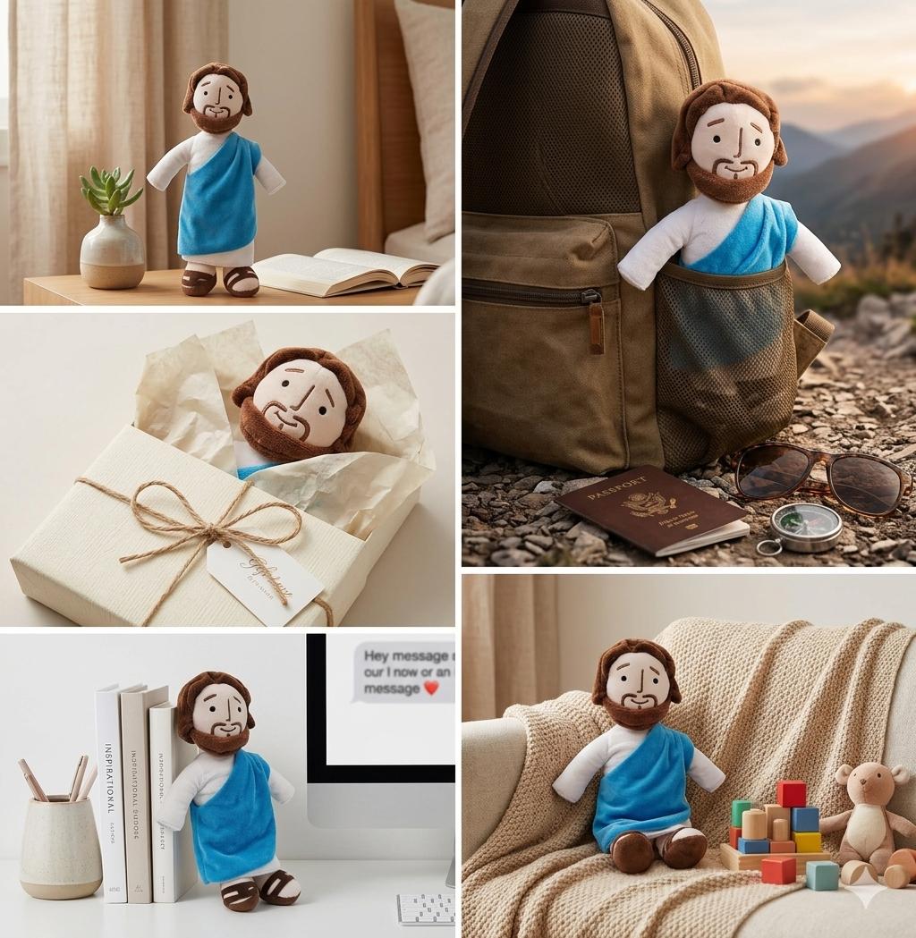 Jesus Plush Doll – Soft Religious Stuffed Toy, Christian Faith Gift, Cute Prayer Companion, Inspirational Bible Figure, Easter & Christmas Gift, Random Style Shipment Available
