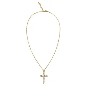 2-Piece Gold Necklace Set for Women – Beaded Chain & Sparkling Cross Pendant, Wear Solo or Layered, 14K Gold Plated Stainless Steel