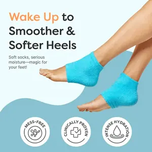 Moisturizing Gel Heel Socks - Intensive Foot Care Fuzzy & SoftFabric with Deep Hydrating Gel