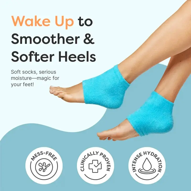 Moisturizing Gel Heel Socks - Intensive Foot Care Fuzzy & SoftFabric with Deep Hydrating Gel