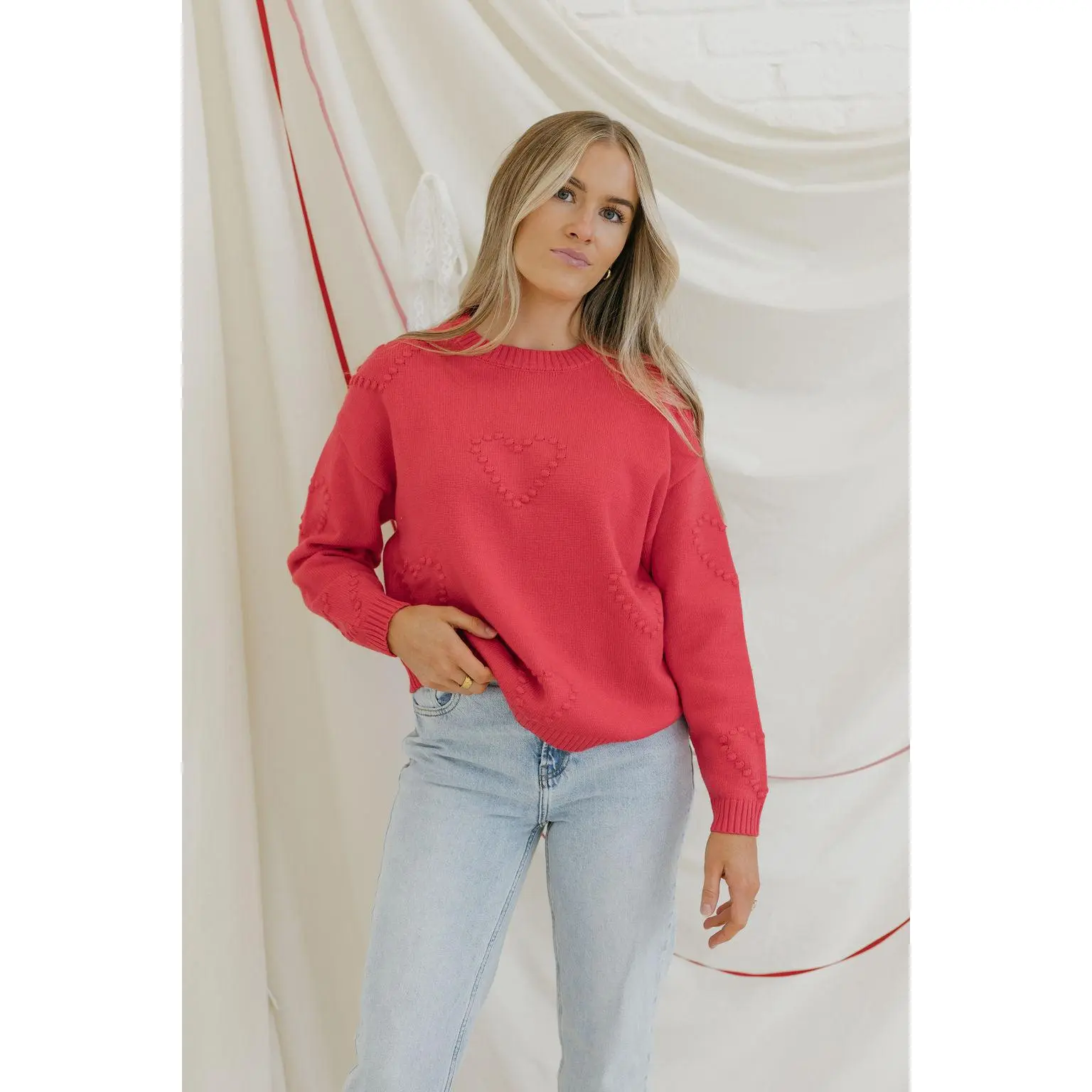 All My Heart Sweater-Bright Pink