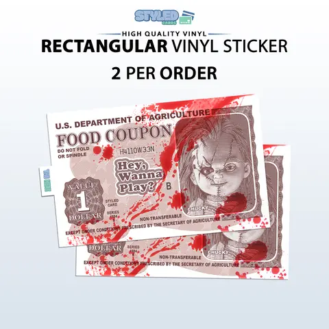 Halloween food coupon rectangle vinyl sticker