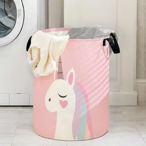 Cartoon Unicorn Print Laundry Basket with Handle, Laundry Hamper Basket, Durable Foldable Design, Large Capacity Clothes Storage Bin, Toy Organizer Box