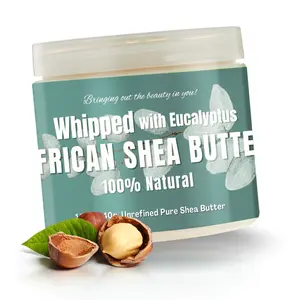 RA COSMETICS Whipped Shea Butter Eucalyptus - 100% Pure and Natural African Shea Butter - Ultimate Handcrafted Moisturizer with Essential Vitamins for Radiant Skin and Luscious Hair
