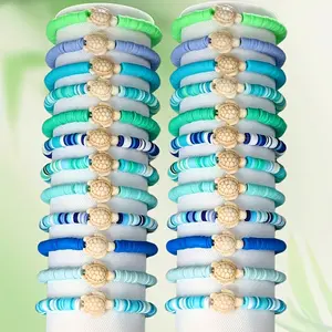 24pcs Stylish Polymer Clay Stackable Stretch Bracelet Set - with Turtle Charms, Perfect for Women Men Daily Wear, Gifting to Friends And Family