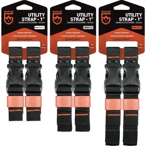 Gear Aid 1" Wide Gear Organizing Utility Strap 2-Pack - Black