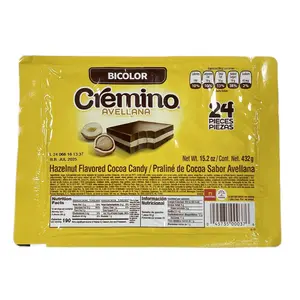 Cremino Avellana Chocolates - Hazelnut Flavored Cocoa Candy, Blanco y Bicolor, 24 pcs