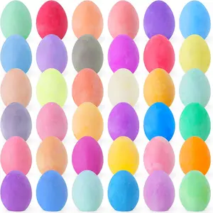 36 Pack Easter Sidewalk Chalks Bulk 36 Solid Colors Chalk Eggs for Kids Easter Basket fillers Colorful Egg Chalk Outdoor Toddler Kids Easter Hunt Classroom School Chalkboard Playground Drawing Party