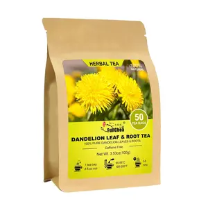 FullChea Organic Roasted Dandelion Leaf & Root Tea Bags (50 Count), Caffeine-Free Premium Natural Herbal Beverage, Supports Liver-Kidney Health & Digestion, 24 Months Shelf Life, Yes