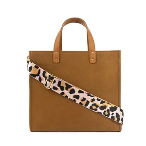 Campbell Tote Bag with Leopard Strap | Choose Your Strap | Threaded Pear | 15" W x 12" H x 8" D | Gold Hardware | Interchangeable Straps | Spacious Interior | Multiple Pockets | Perfect Take Anywhere Bag