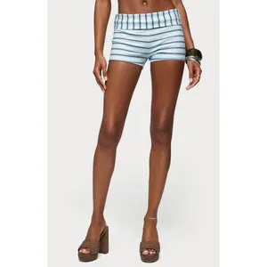 Edikted Women's Chantal Striped Foldover Shorts