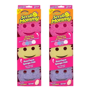 Scrub Daddy Scrub Mommy Sponges - Dish Scrubber + Non-Scratch Cleaning Sponges Kitchen, Bathroom + Multi-Surface Safe - Dual-Sided Dish Sponges for Scrubbing - Online Exclusive (3 Count) (Pack of 2)