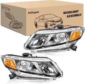 Nilight DOT Certified IP65 OE Standard Plug-and-Play Headlight Assembly for 2012-2015 4-Door Sedan, 2012-2013 2-Door Coupe Black Housing Headlamp for Night Driving, Anti-Fog Vents, Dot/Sae Cert.