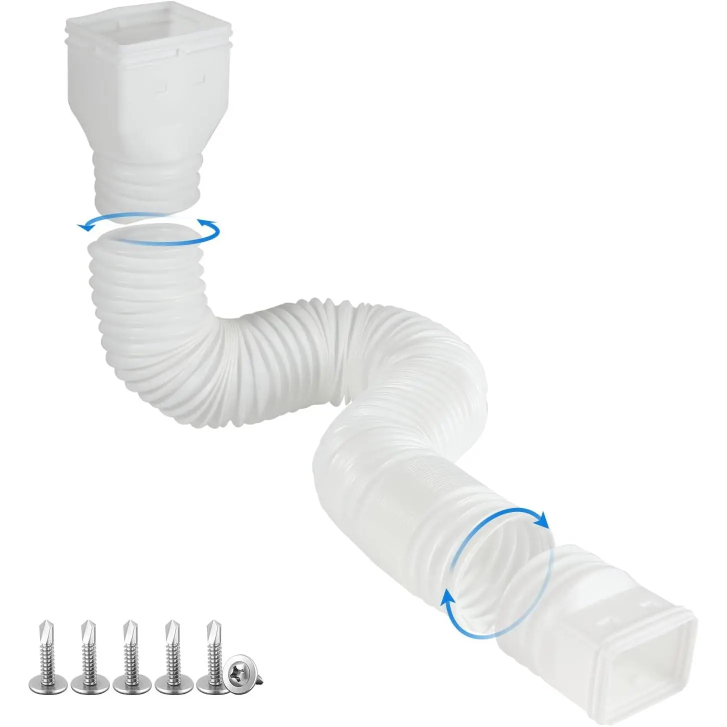 White 1-Pack Rain Gutter Downspout Extensions Flexible, Drain Downspout Extender,Down Spout Drain Extender, Gutter Connector Rainwater Drainage,Extendable from 21 to 68 Inches