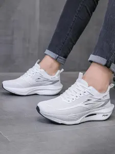 Women's High-Quality Laced Colorful Running Shoes, Sporty Running Shoes, Thick Carbon Plate Sole, Fashionable Ice Silk Breathable Fabric, Outdoor Sports, Daily Wear