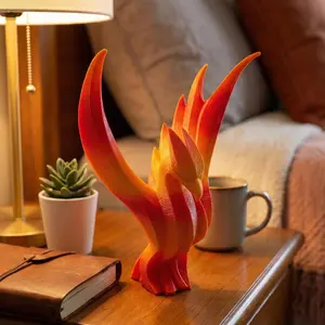 Phoenix Figurine, Mythical Bird Model, Minimalist Fire Decor, Modern 3D Printed Art