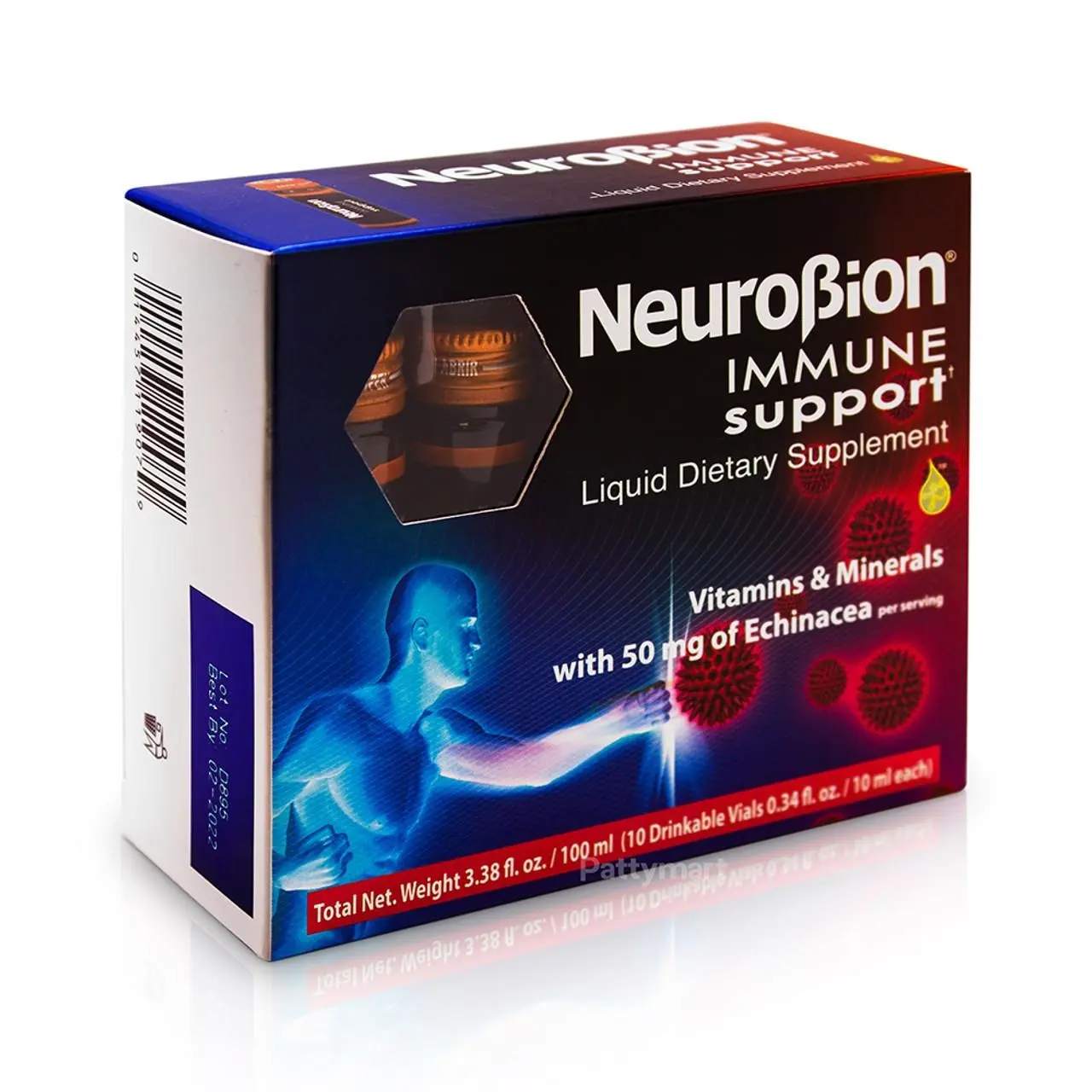 Neurobion Echinacea-Infused Lactose-Free Dietary Liquid Supplement - 10x10 ml Vials, 20g Vitamins (Including Vitamin A) & Minerals, 12-Month Shelf Life, Immune Support, Provides Extra Energy