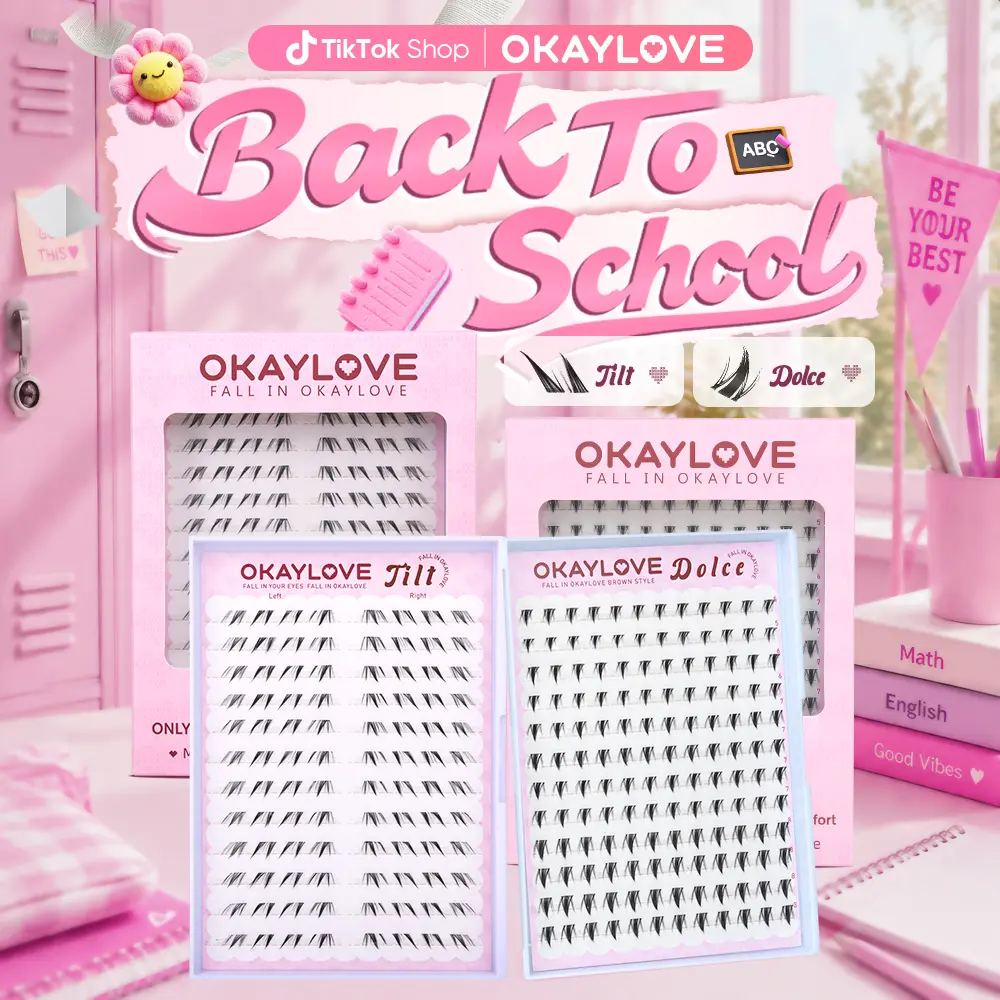 OKAYLOVE Cosmetic Invisible Band Bottom Lash Clusters, Lightweight Fairy DIY Eyelash Extensions with Softer Fibers & Stronger Hold, Natural Individual Lower Lashes (Dolce|Tilt DealsForYouDays)