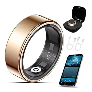 new Smart Ring for Women & Men, Smart Ring Health Tracker, Blood Oxygen & Heart Rate Monitor, Long Lasting Battery Sleep Ring, Waterproof Fitness Ring (Rose Gold,) Wearable