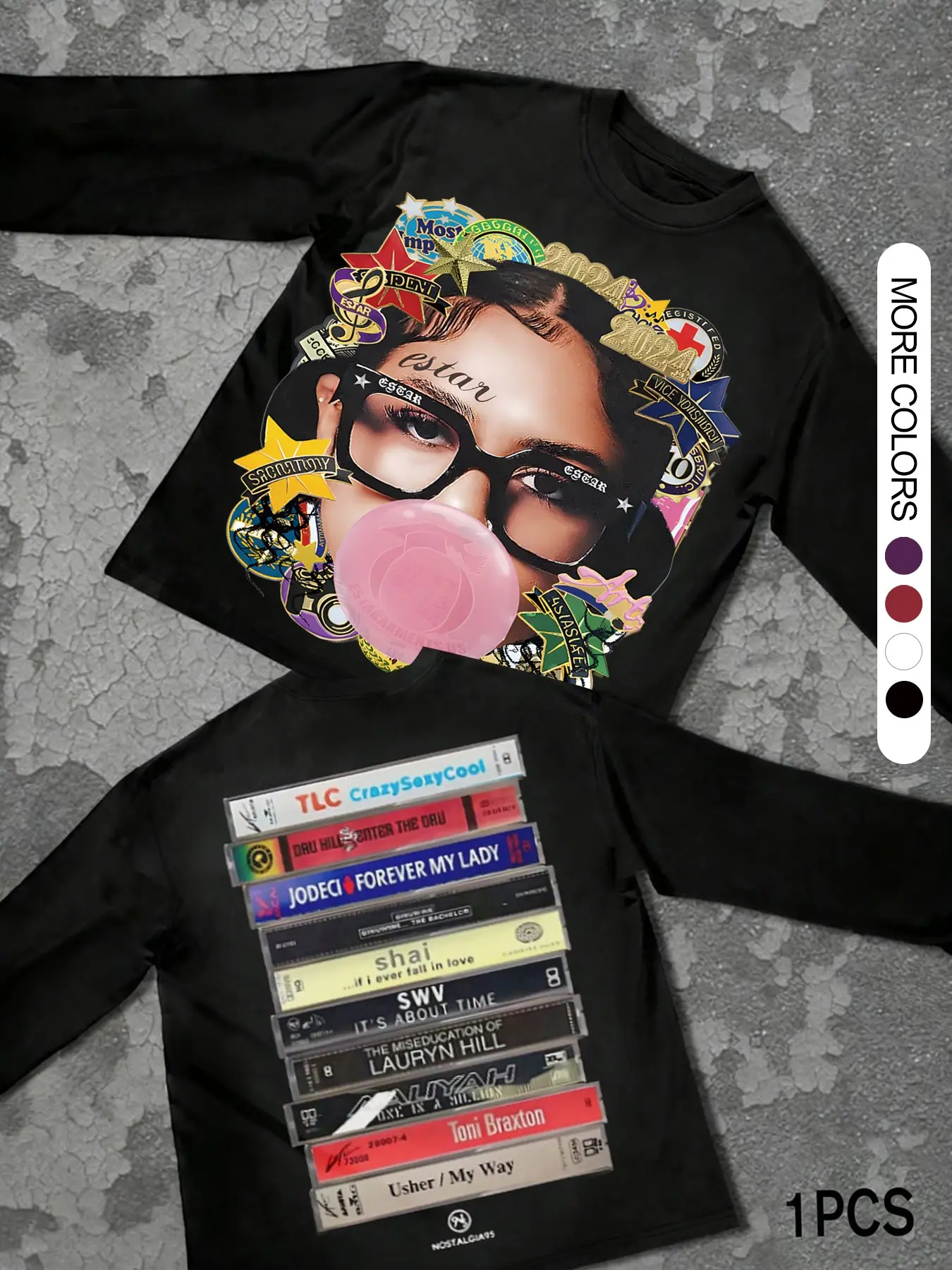 Unisex Long Sleeve T-Shirt, Fitted, Bubblegum Girl Book Print, Casual Graphic Top, Casual Fashion for Outdoor Vacation Party Streetwear Top