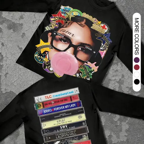 Unisex Long Sleeve T-Shirt, Fitted, Bubblegum Girl Book Print, Graphic Clothing, Casual Fashion for Outdoor Vacation Party Streetwear Top