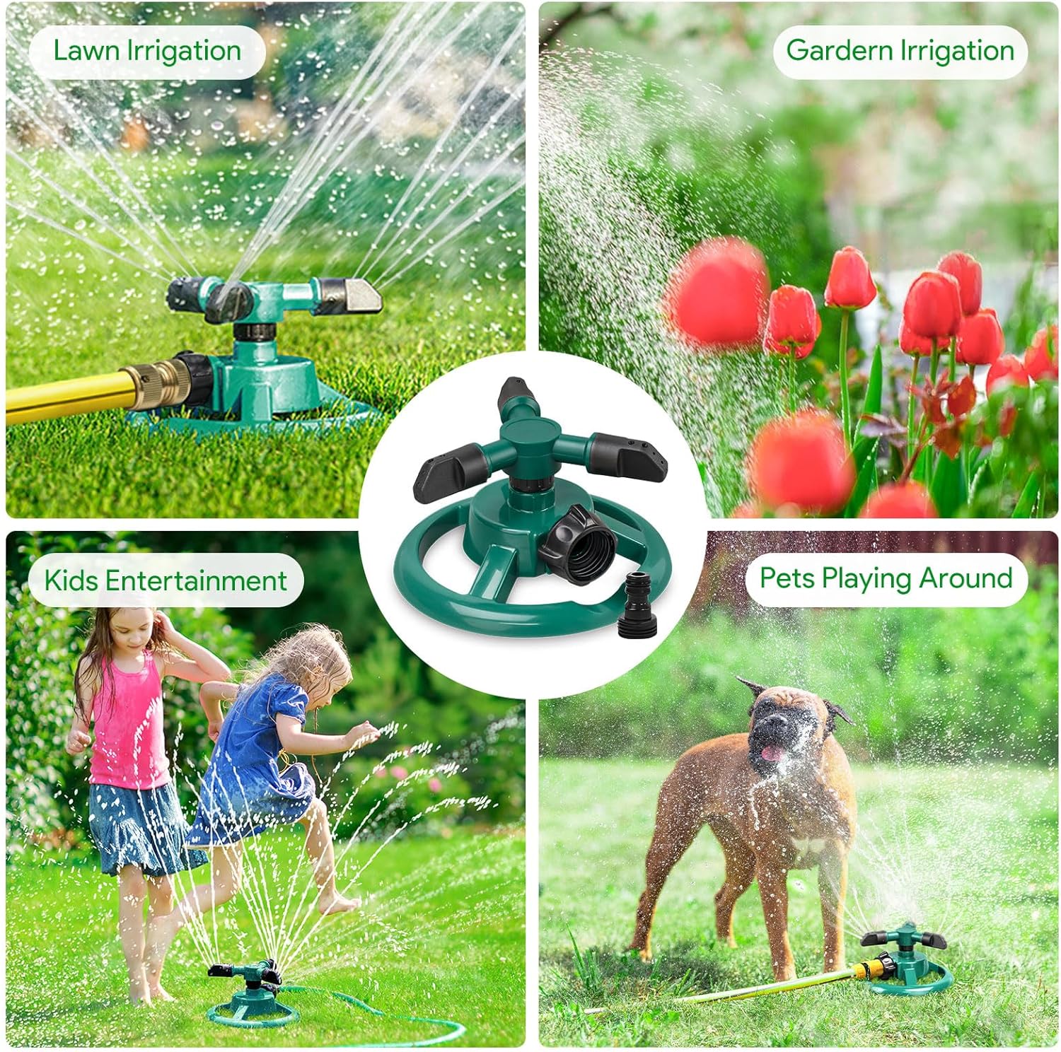 Sprinklers for Yard, Rotating Lawn and Garden Sprinkler for Large Area Coverage, Yard Sprinklers for Kids and Pets Playing