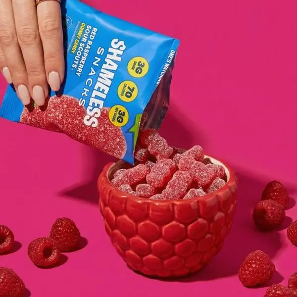 Red Raspberry Sour Gummies Low Sugar Candy (50g) Low Calorie Keto Candy ow Calorie Sour Red Raspberry Gummies (70 Calories) | Keto Friendly | High Fiber Healthy Candy