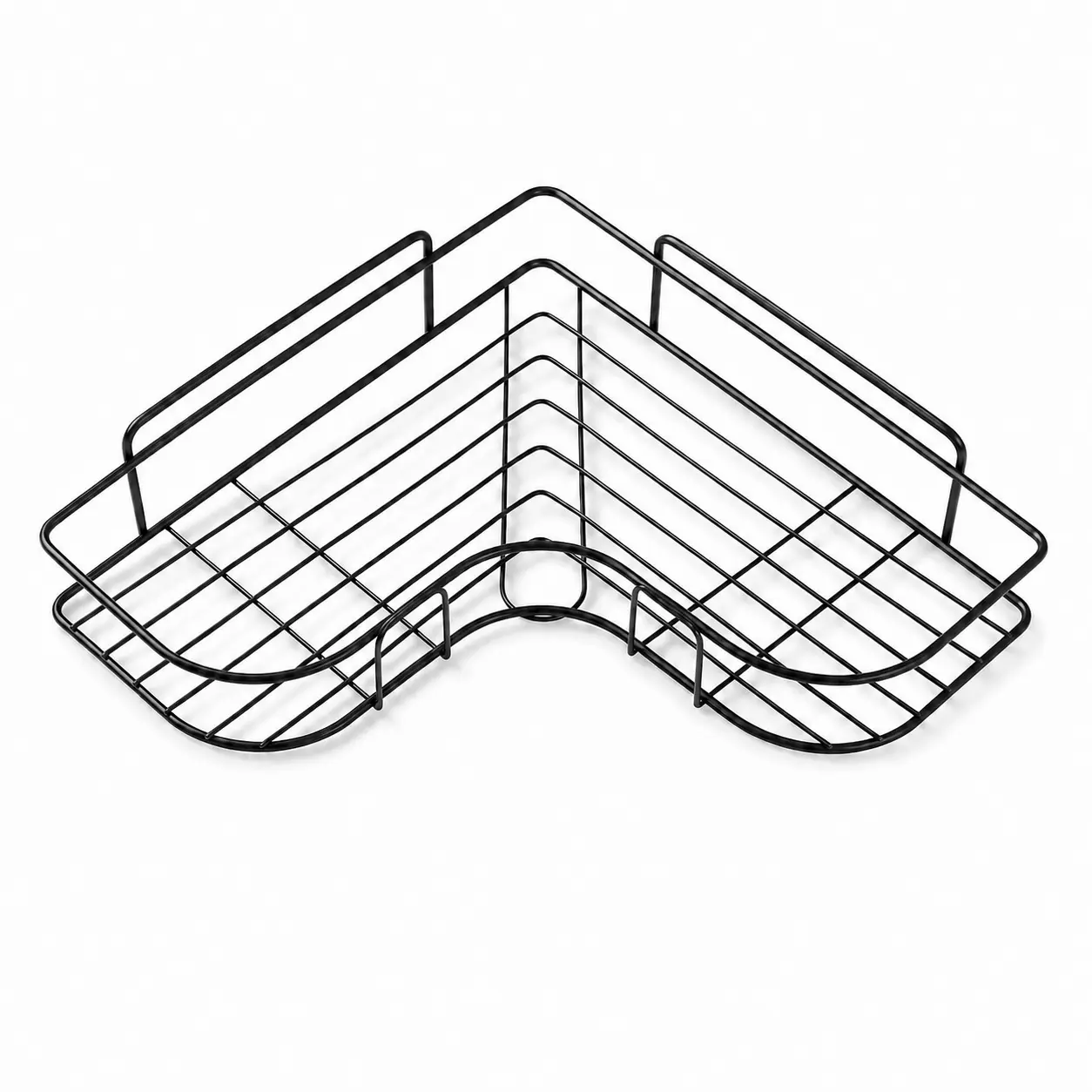Corner Shower Caddy, No-Drill Adhesive Wall Mounted Bathroom Organizer, Black Metal Shower Shelf Storage Rack for Shampoo & Toiletries, Space-Saving Corner Basket for Bathroom, Kitchen & RV, Available in 1/2/3 Pack