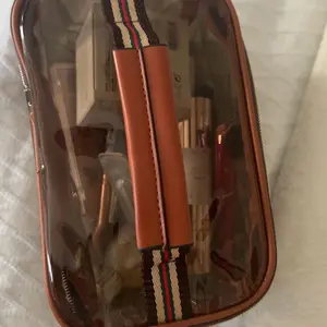 New Retro Vintage Vanity Bag, Capacity Makeup Organizer for Women, Ladies Travle Storage Case, Transparent Toiletry Bag, Portable Skincare Storage Case (Brown)