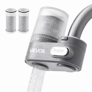 VEVOR Faucet Mount Water Filter, Vertical Water Purifier for Sink Tap, Carbon Fiber Filter, Removes Chlorine Lead with 3 Filters, Fits Most Kitchen or Bathroom Faucets, Gray