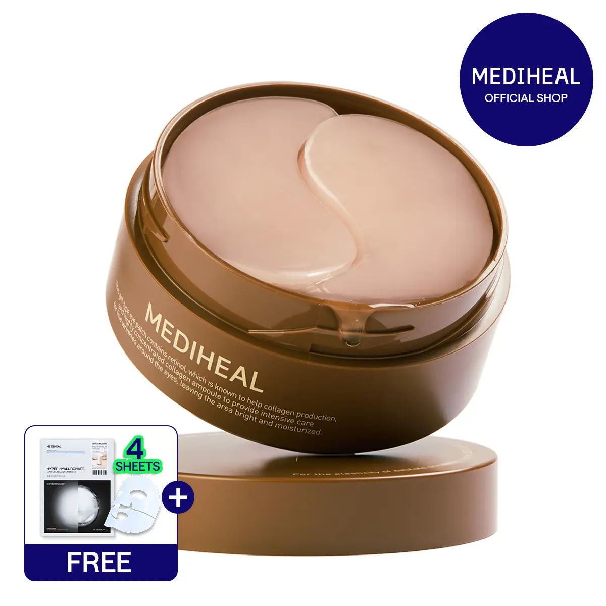 [MEDIHEAL] Retinol Collagen Eye Ampoule Patch | Retinol Liposome & 5-Layer Collagen | Targets 10 Types of Wrinkles | 0.00 Low Irritation | Korean Skincare