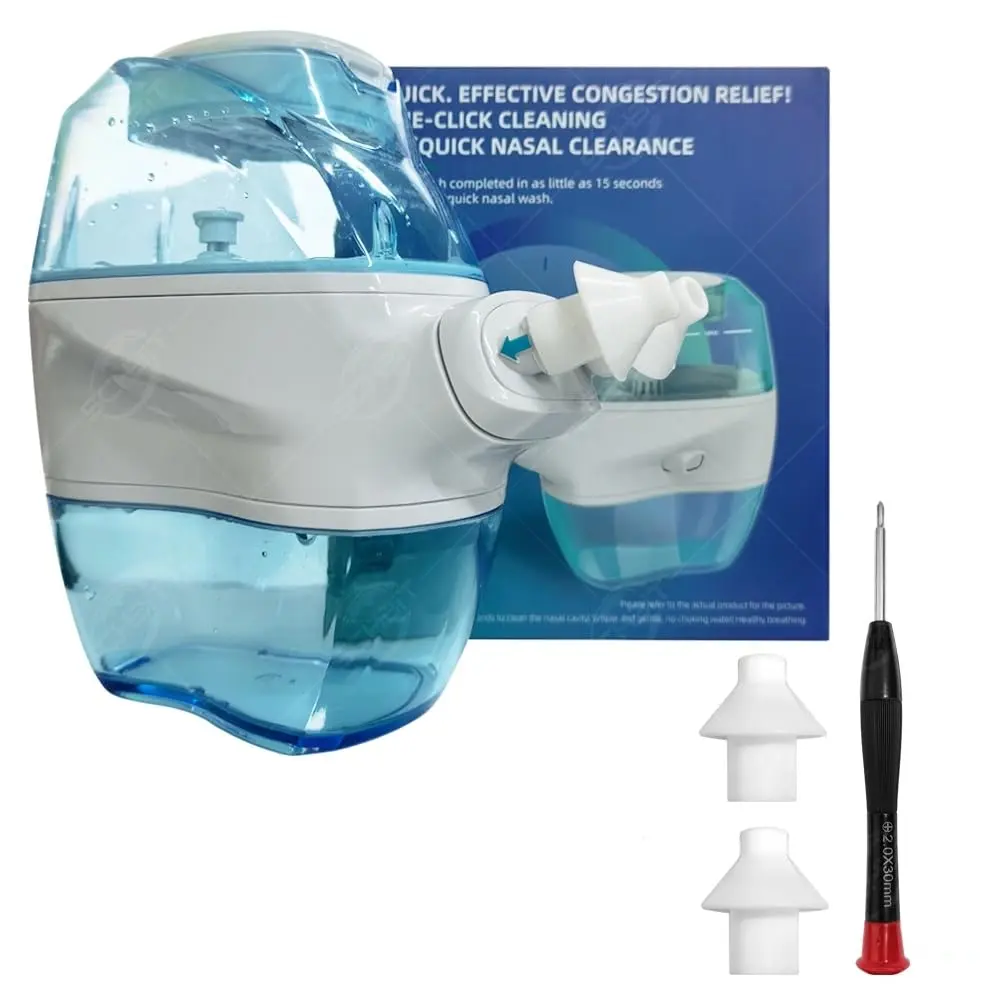 SCHBIT Electric Nasal Irrigator with Automatic Sewage Separation - 15s Allergy Relief, 360° Rotating Dual-Head Design, 45° Ergonomic Angle, Pulsating Rinse, Gentle Deep Cleansing for Adult Daily Sinus Care