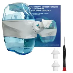 SCHBIT Electric Nasal Irrigator - 15s Fast Congestion Relief, 360° Dual-Rotatable Heads, Nasal Rinse for Allergies & Stuffy Nose, Gentle Deep Cleansing, Daily Use, Autowaste Separation, Suitable for Adults
