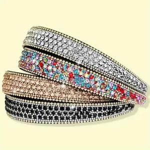 Women's Unisex 4pcs Vintage Rainbow Rhinestone Sports Headbands - Lightweight, Flexible Fit, Sparkling Multicolor Jeweled, Durable Fairy Hair for Parties, Weddings