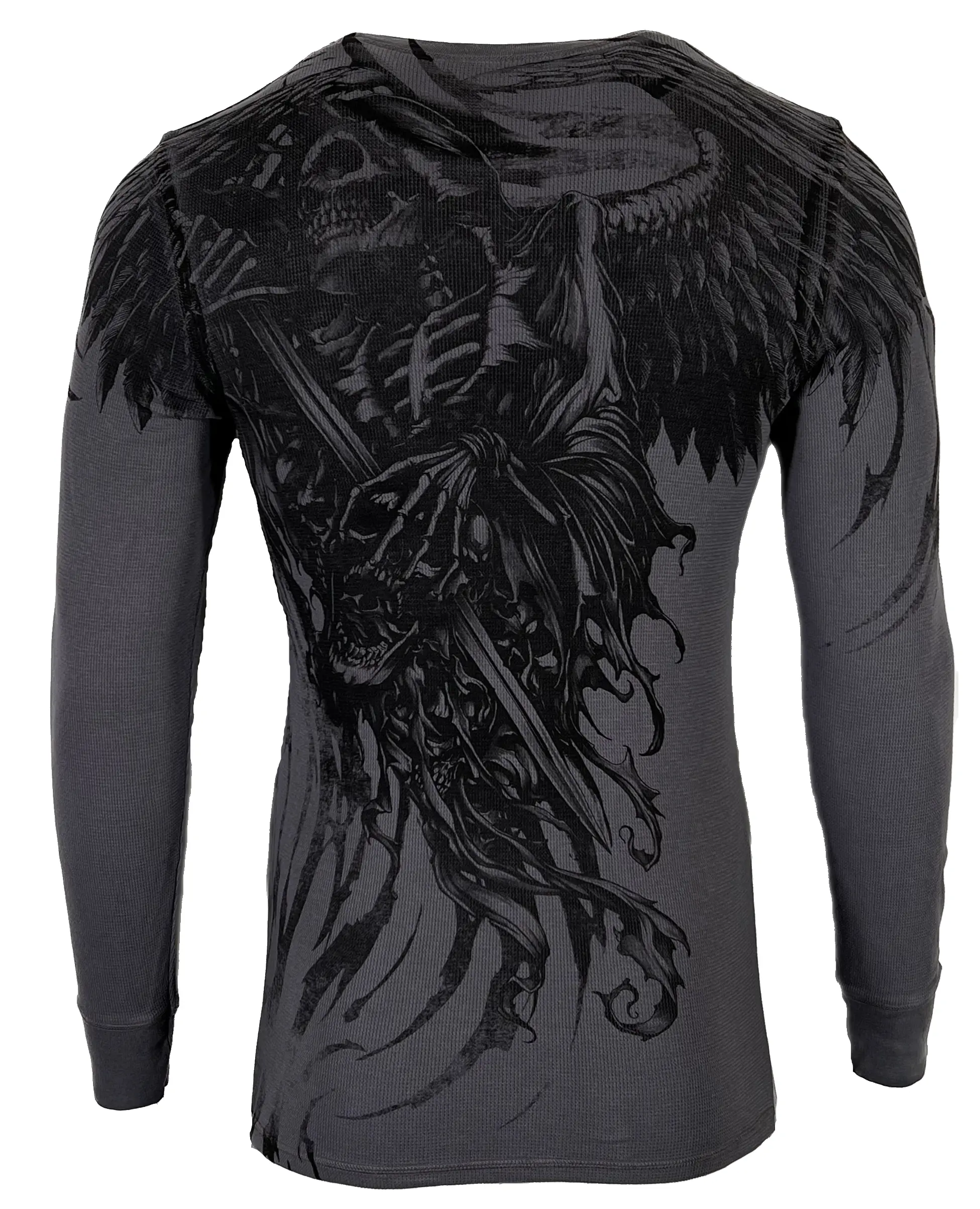 Xtreme Couture by Affliction Men's Cotton Round Neck Long Sleeve Pullover Thermal T-Shirt - 2000s Gothic Casual Year-Round Fashion Top with Graphic Designs, Graphics, Tshirt, Casual Wear